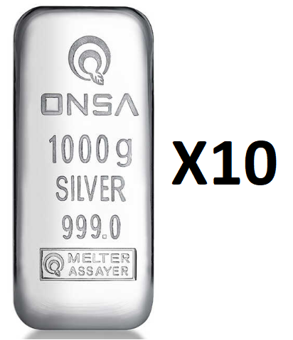 10 Adet 1000 gr Gümüş