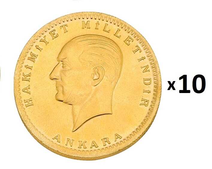 10 Adet Ata Lira Cumhuriyet Altını (Eski Tarihli)