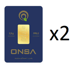  - 2 Adet 2.5 gr 24 Ayar Gram Altın (995)