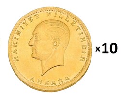  - 10 Adet Ata Lira Cumhuriyet Altını (Eski Tarihli)
